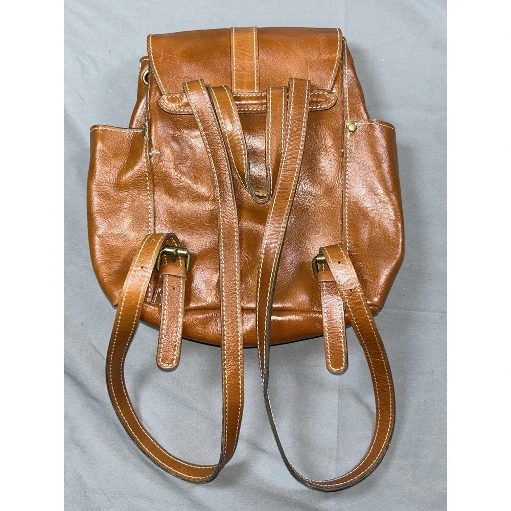 Patricia Nash Backpack Womens Small Brown Leather Drawstring Dust Bag Casual